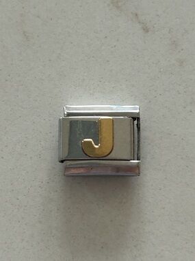 Authentic Italian Charm Letter J - 18KT Gold & Stainless Steel